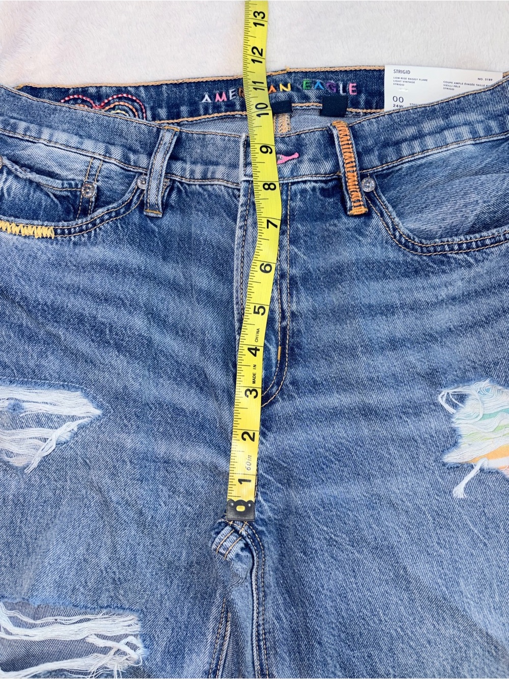 American Eagle PRIDE Low Rise Baggy Flare Jeans sz 00 NWT! ๐ - Picture 10 of 12
